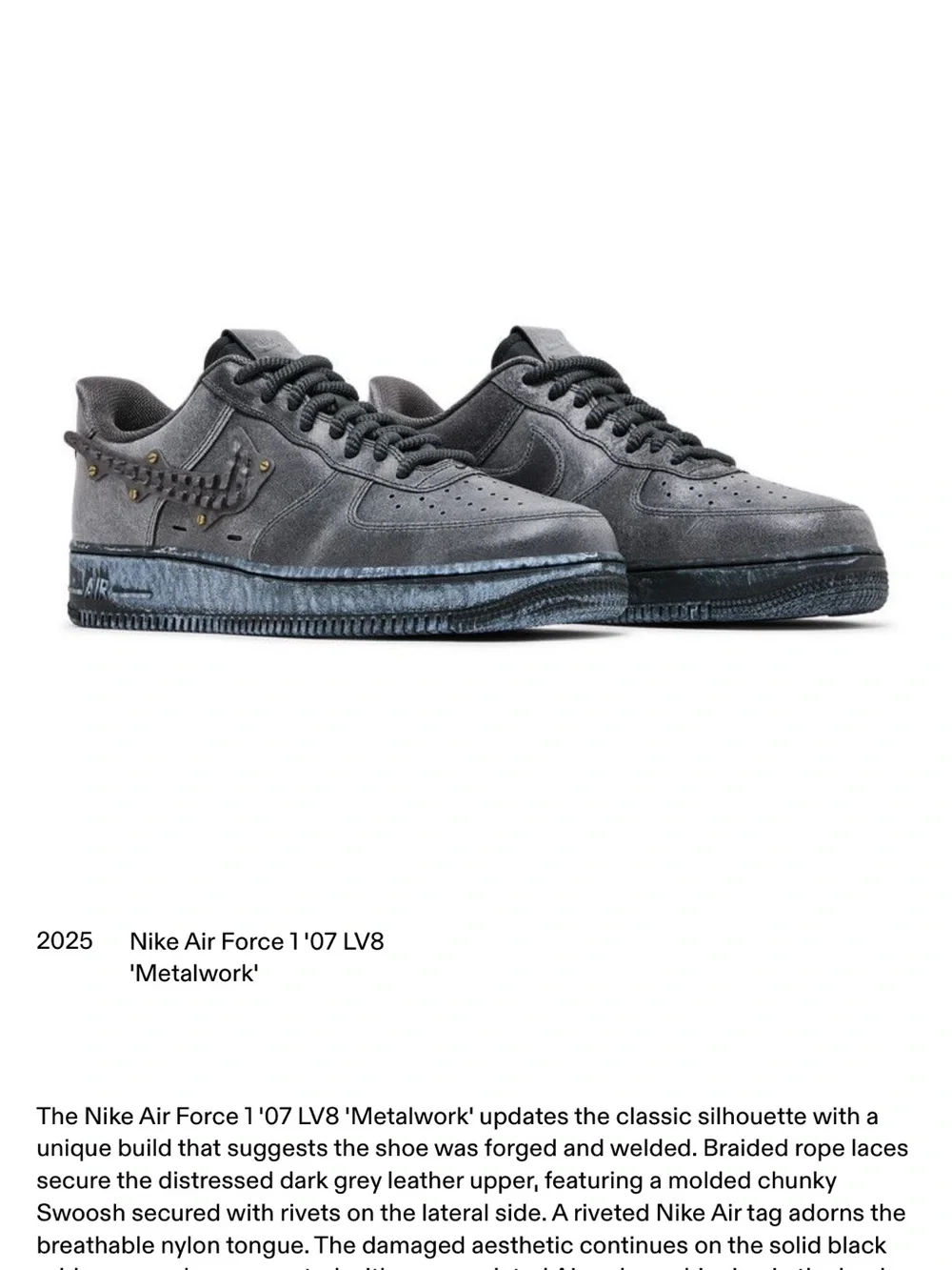 Nike Air Force 1 '07 LV8 Metalwork - Grey/Black